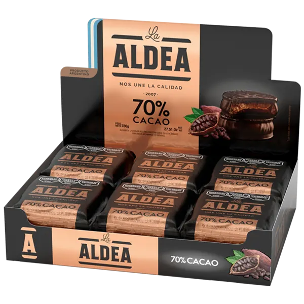 La Aldea Alfajor 70% Cacao x 12u